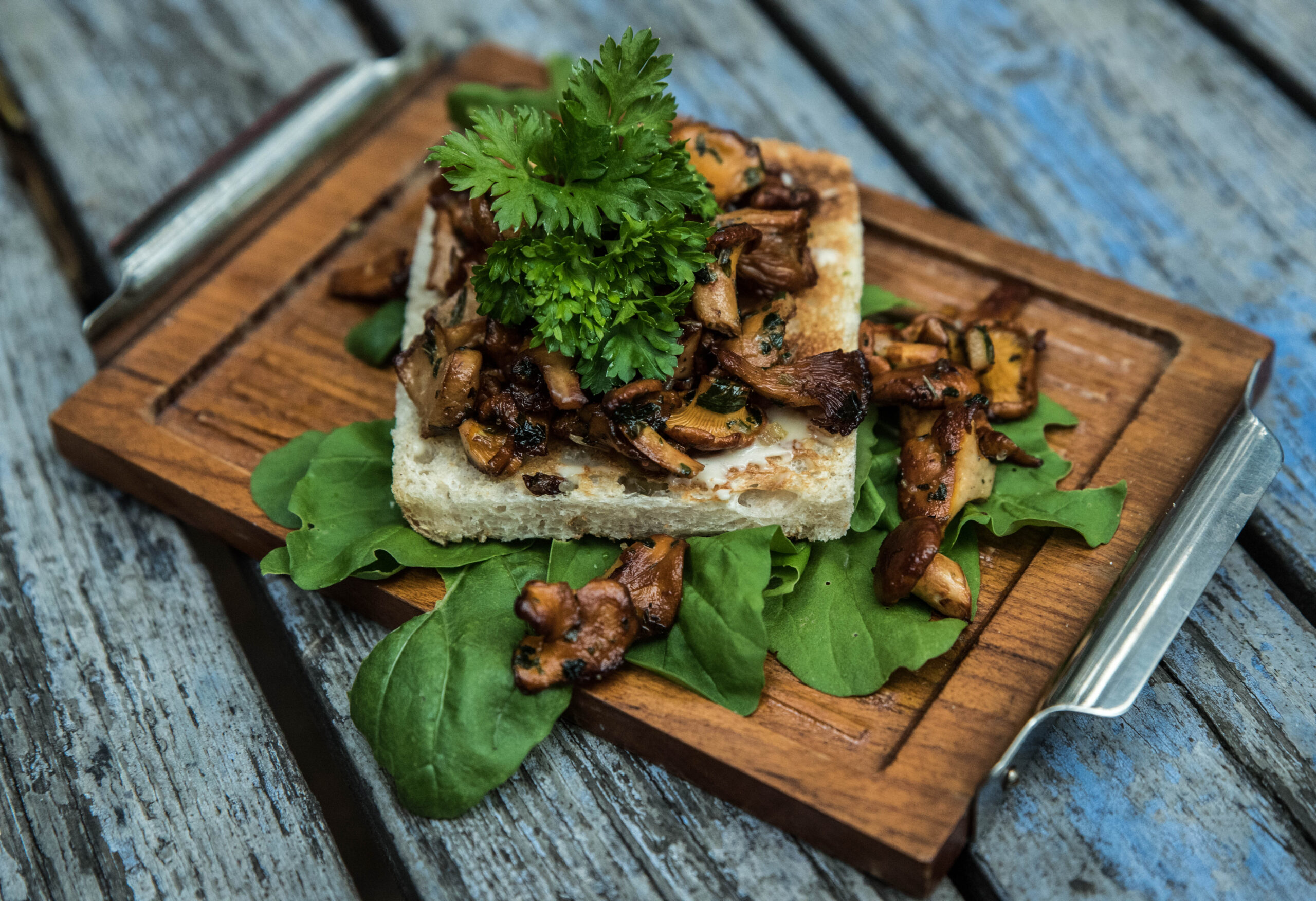 Kantarellsmörgås med persilja