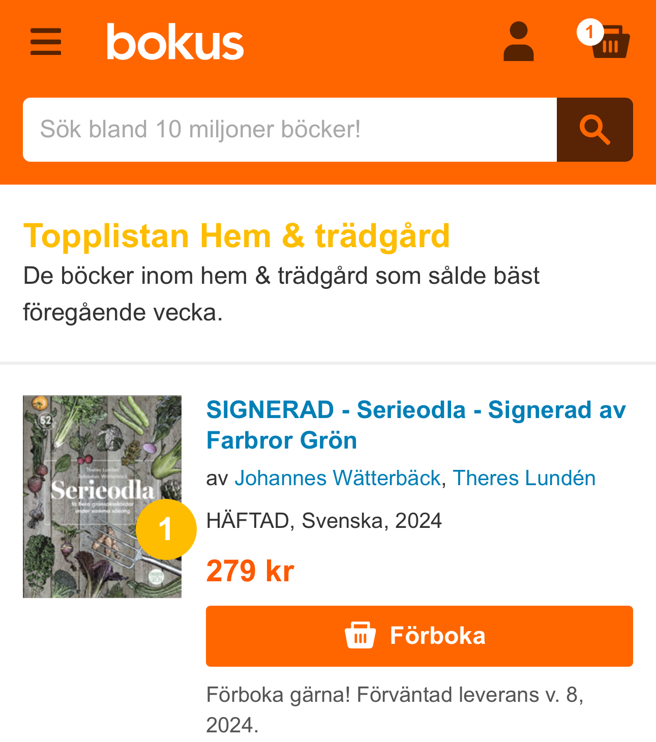 Wow Serieodla ligger på plats 1 på bokus