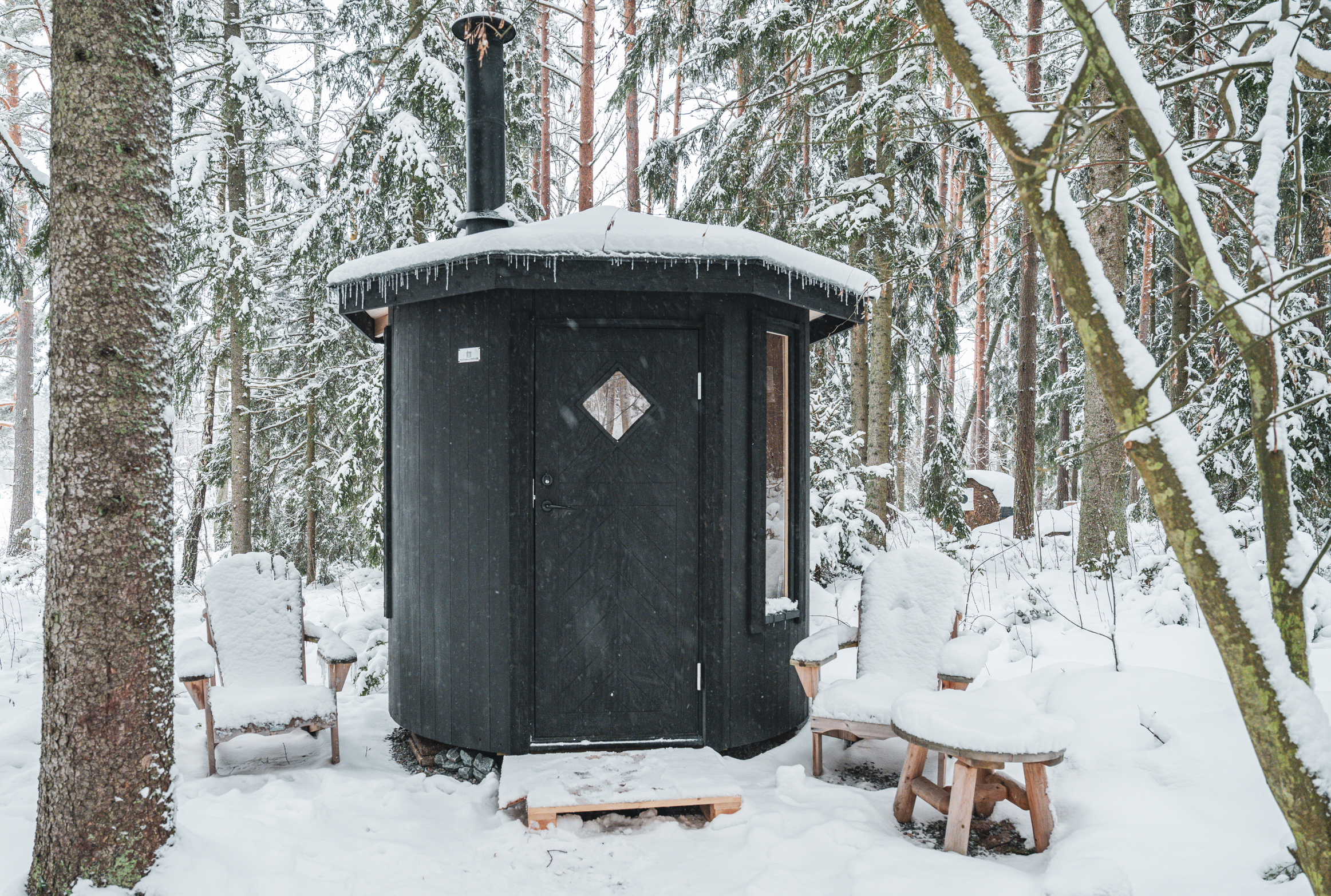 Vår vedeldade bastu 2 månader senare